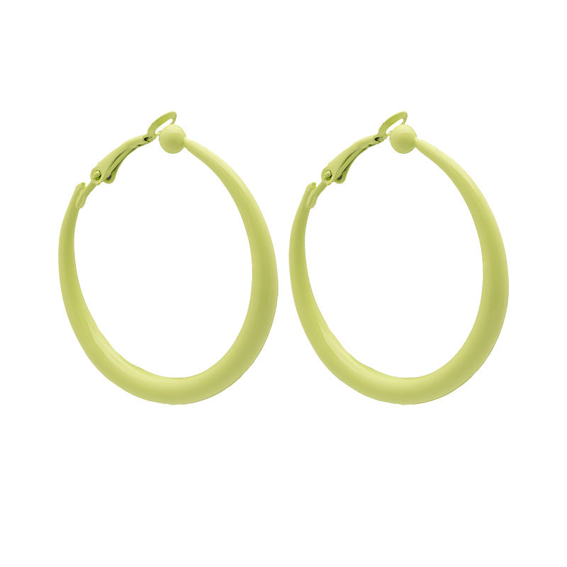 Fresh and Fashionable Dopamine Color Circle Earrings Simple Personality Advanced Sense Summer Earrings Small Ear Holes