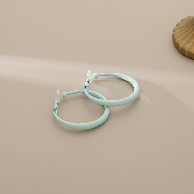Fresh and Fashionable Dopamine Color Circle Earrings Simple Personality Advanced Sense Summer Earrings Small Ear Holes