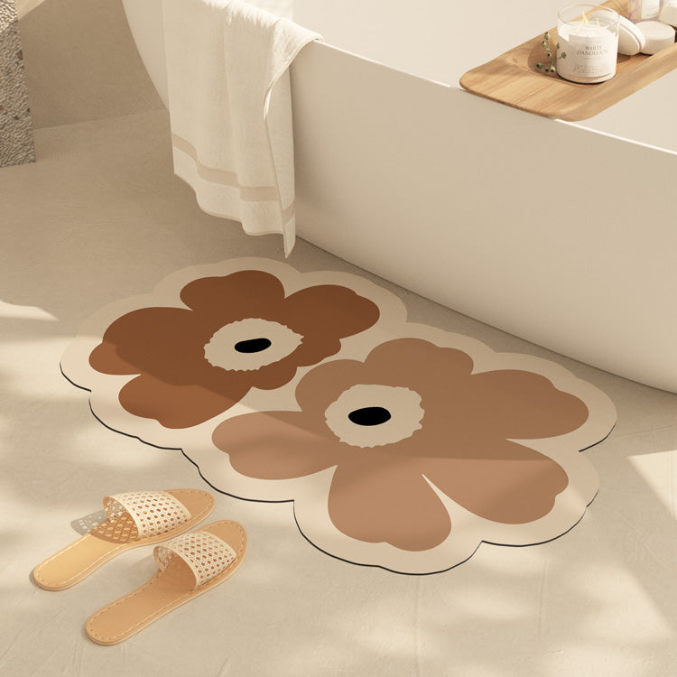 Fresh Floral Diatom Mud Absorbent Bathroom Non-Slip Mat