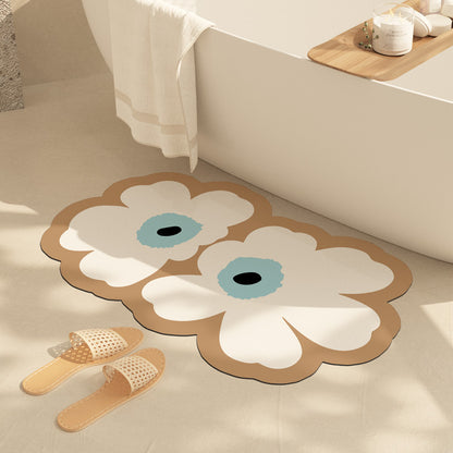 Fresh Floral Diatom Mud Absorbent Bathroom Non-Slip Mat