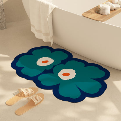 Fresh Floral Diatom Mud Absorbent Bathroom Non-Slip Mat