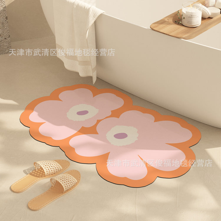 Fresh Floral Diatom Mud Absorbent Bathroom Non-Slip Mat