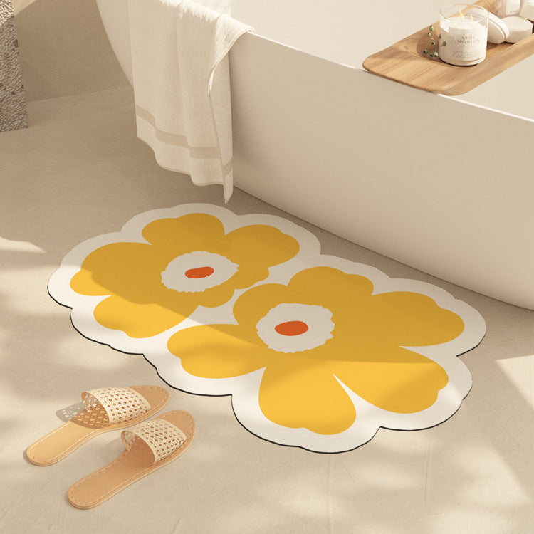 Fresh Floral Diatom Mud Absorbent Bathroom Non-Slip Mat