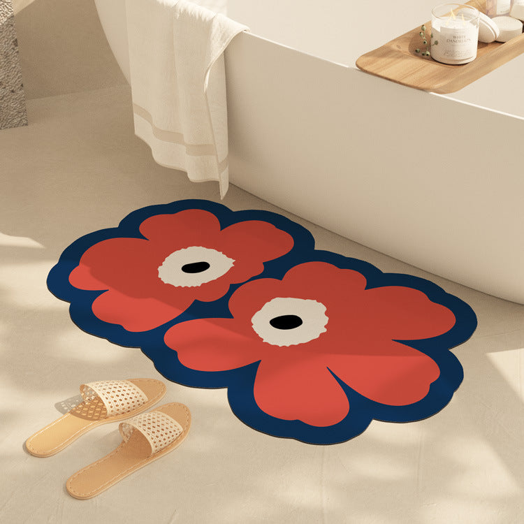 Fresh Floral Diatom Mud Absorbent Bathroom Non-Slip Mat