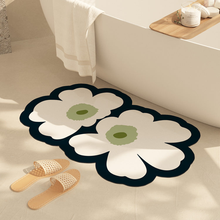 Fresh Floral Diatom Mud Absorbent Bathroom Non-Slip Mat