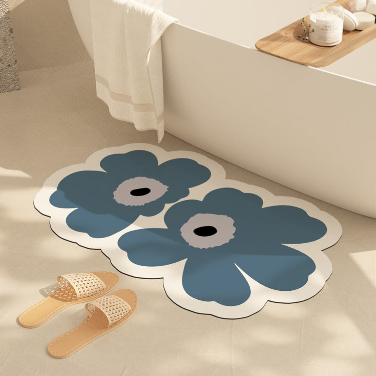 Fresh Floral Diatom Mud Absorbent Bathroom Non-Slip Mat