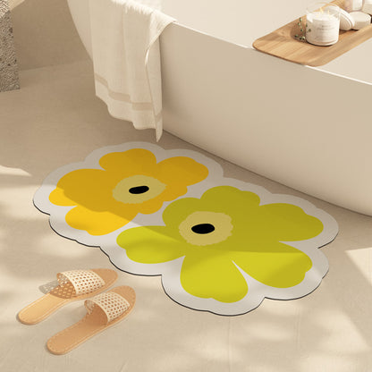 Fresh Floral Diatom Mud Absorbent Bathroom Non-Slip Mat