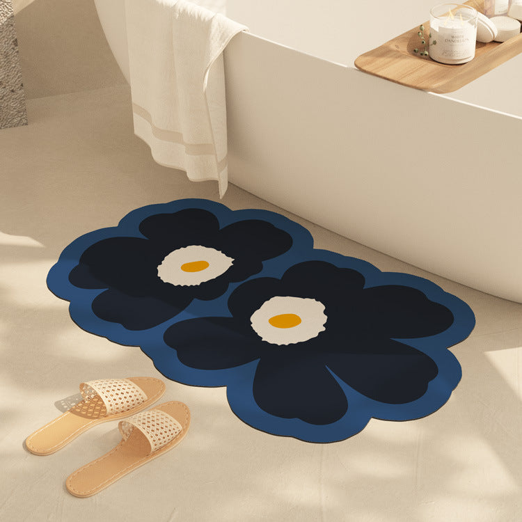 Fresh Floral Diatom Mud Absorbent Bathroom Non-Slip Mat