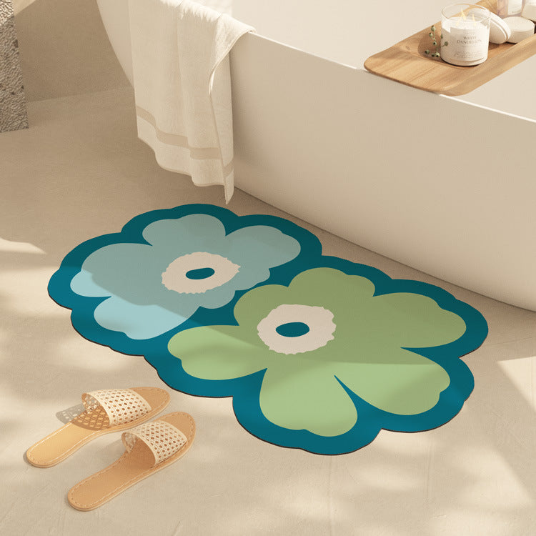 Fresh Floral Diatom Mud Absorbent Bathroom Non-Slip Mat