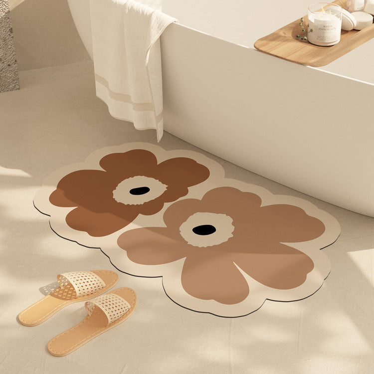Fresh Floral Diatom Mud Absorbent Bathroom Non-Slip Mat