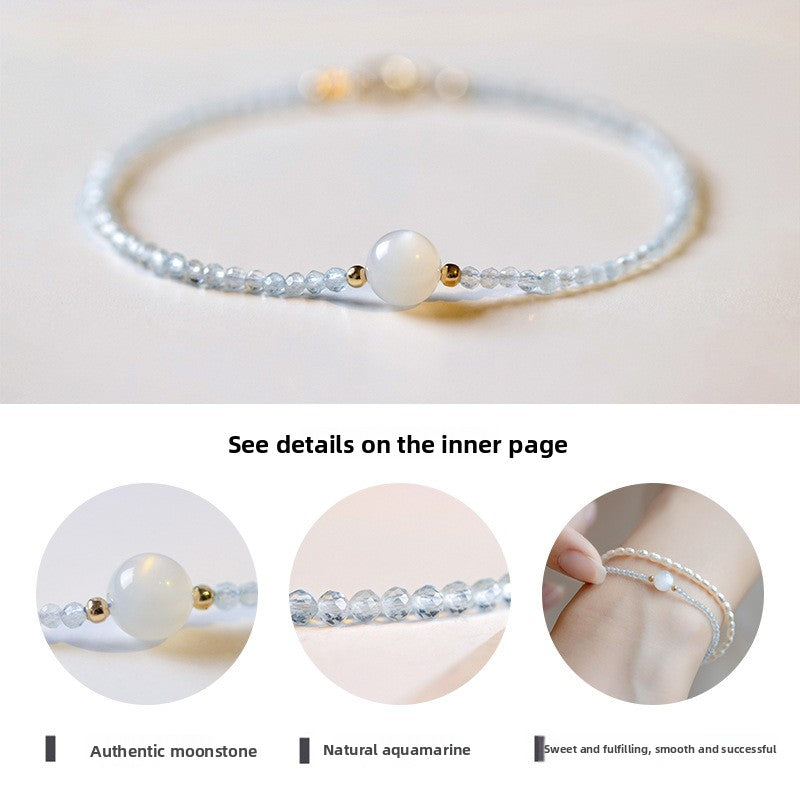Fresh Light Blue Crystal for Women, Extremely Fine 2mm Ultra-Thin Bracelet