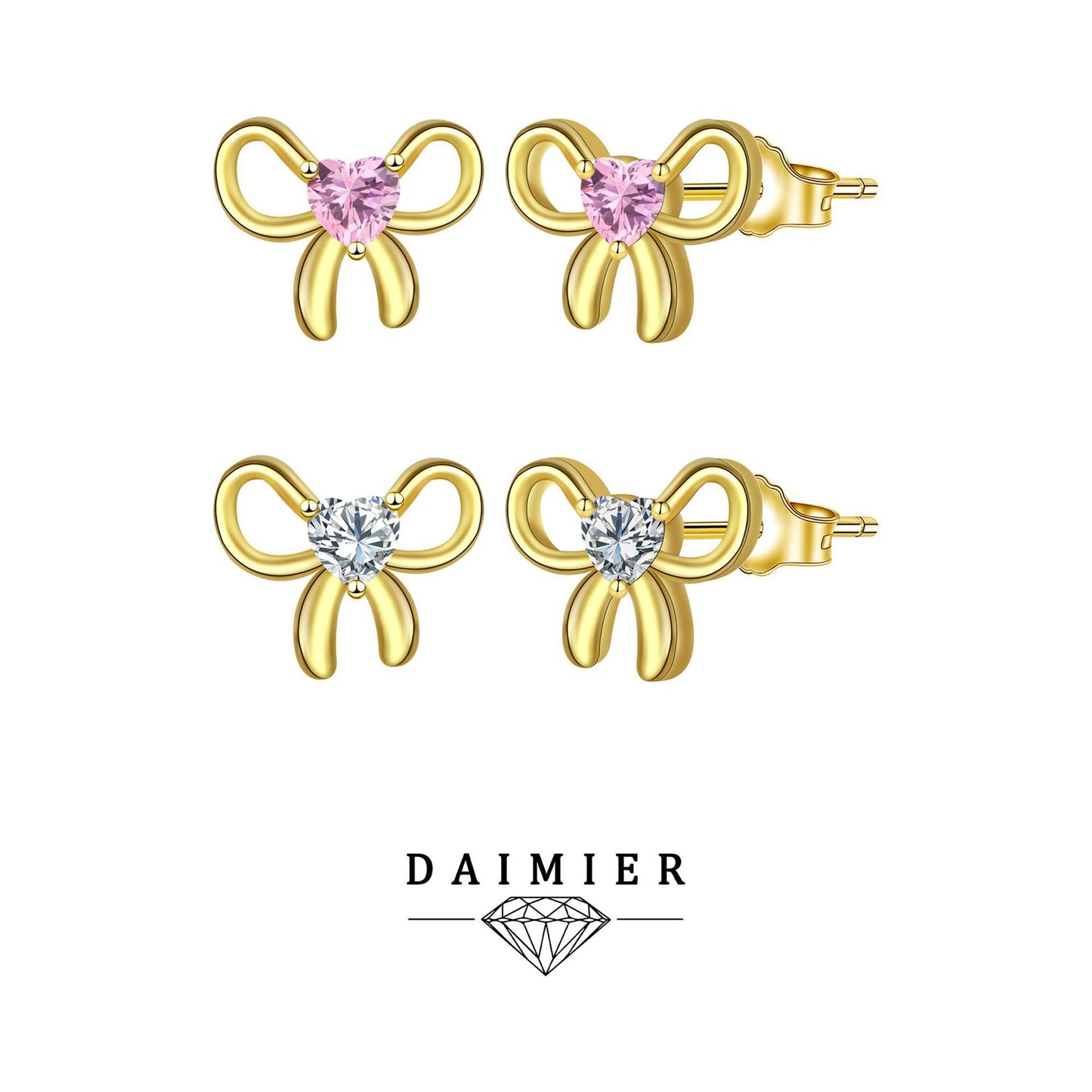 Fresh Minimalist Bowknot 925 Silver Earrings for Women