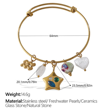 Freshwater Pearl Agate Star Bracelet