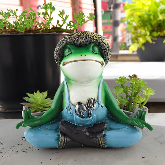 Frog Holding Succulent Flower Pot Resin Garden Decor