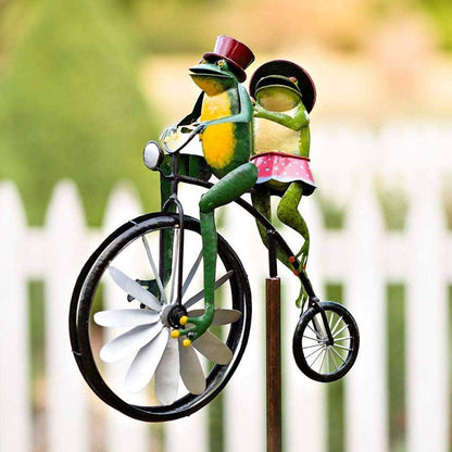 Frog Motorcycle Windmill Decoration