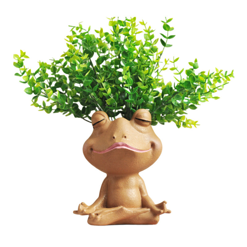 Frog Shape Resin Planter Vase