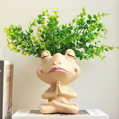 Frog Shaped Resin Flower Pot