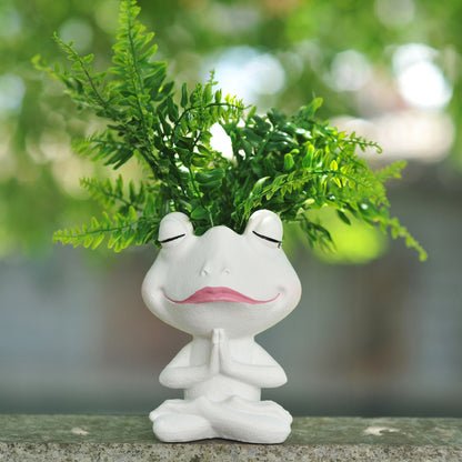 Frog Shaped Resin Flower Pot