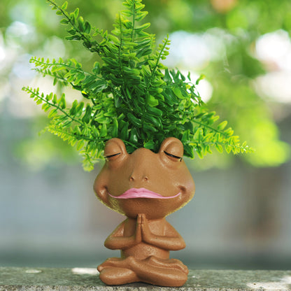 Frog Shaped Resin Flower Pot