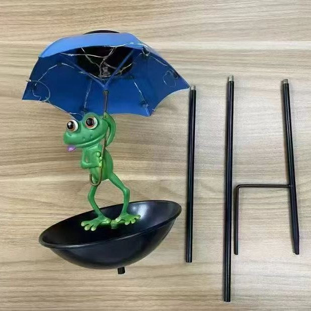 Frog Umbrella Solar Lawn Lamp Bird Feeder