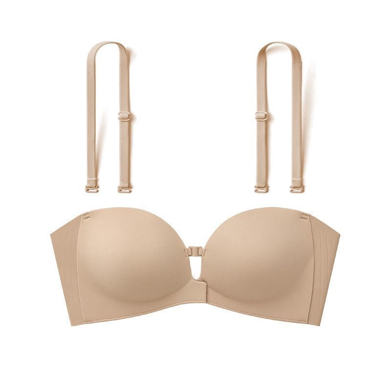 Front-buckle strapless bra