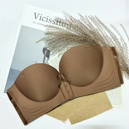 Front Buckle Strapless Push-Up Bra