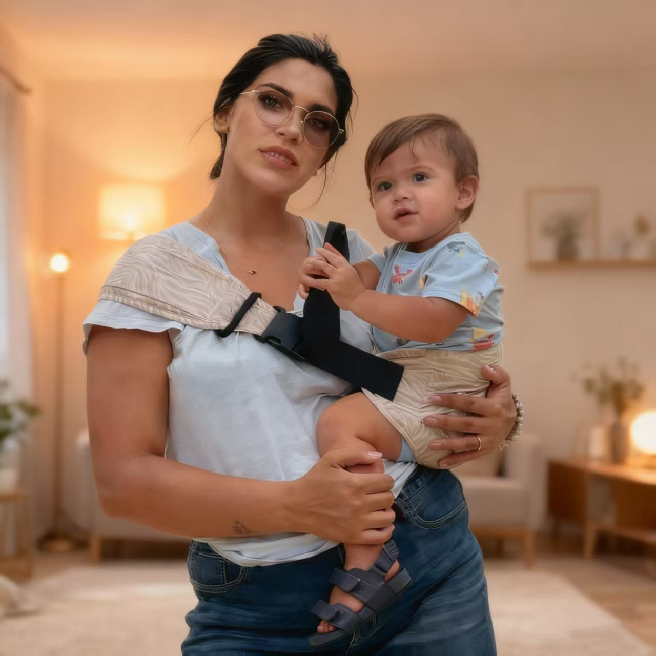 Front-facing baby carrier with waist seat