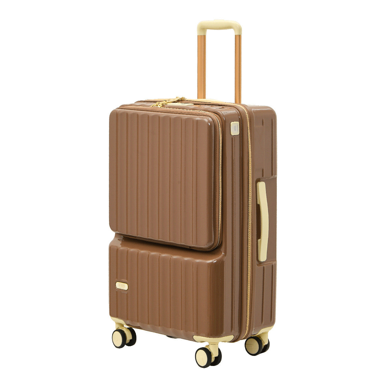 Front-opening suitcase with a handle
