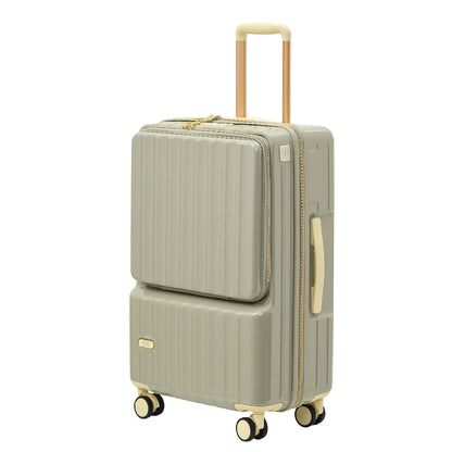 Front-opening suitcase with a handle