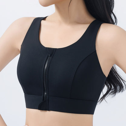 Front zippered adjustable sports bra