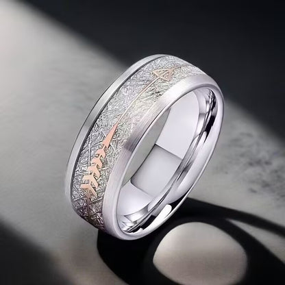 Frost Pattern Titanium Steel Geometric Arrow Ring
