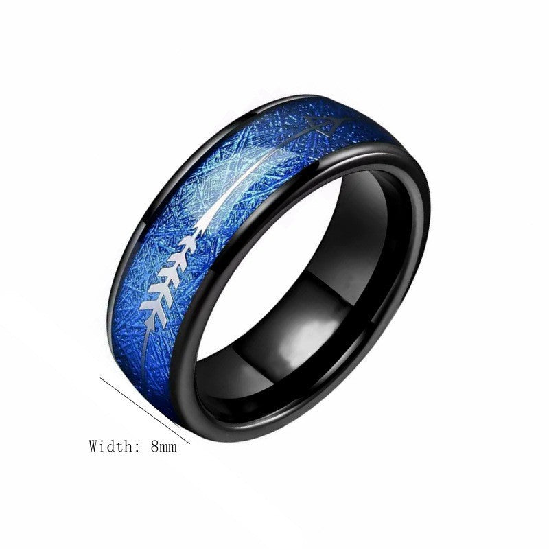 Frost Pattern Titanium Steel Geometric Arrow Ring