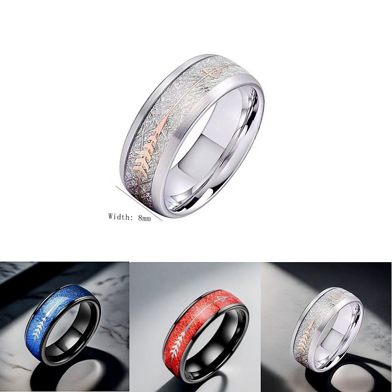 Frost Pattern Titanium Steel Geometric Arrow Ring