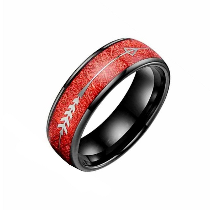 Frost Pattern Titanium Steel Geometric Arrow Ring