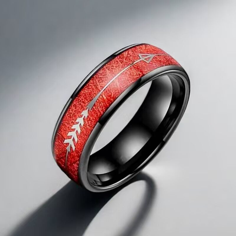 Frost Pattern Titanium Steel Geometric Arrow Ring