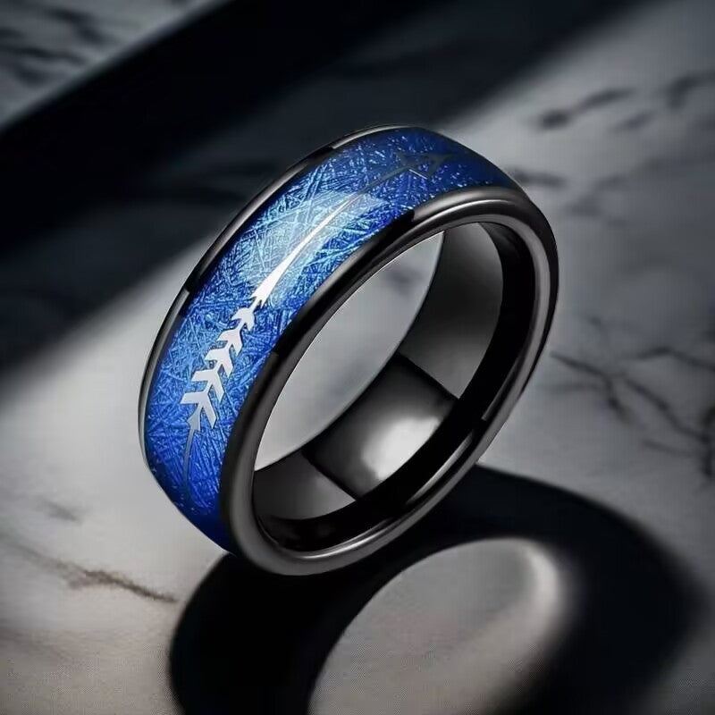 Frost Pattern Titanium Steel Geometric Arrow Ring