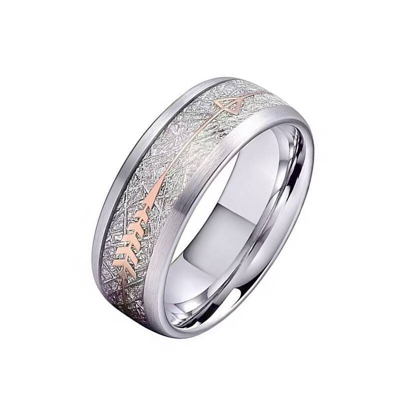 Frost Pattern Titanium Steel Geometric Arrow Ring