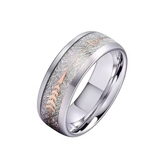 Frost Pattern Titanium Steel Geometric Arrow Ring