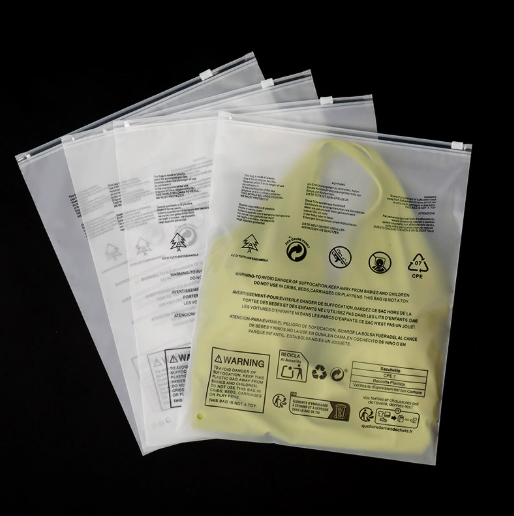 Frosted Warning Zipper Packaging Bags