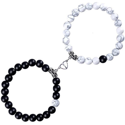 Frosted white turquoise couple bracelet