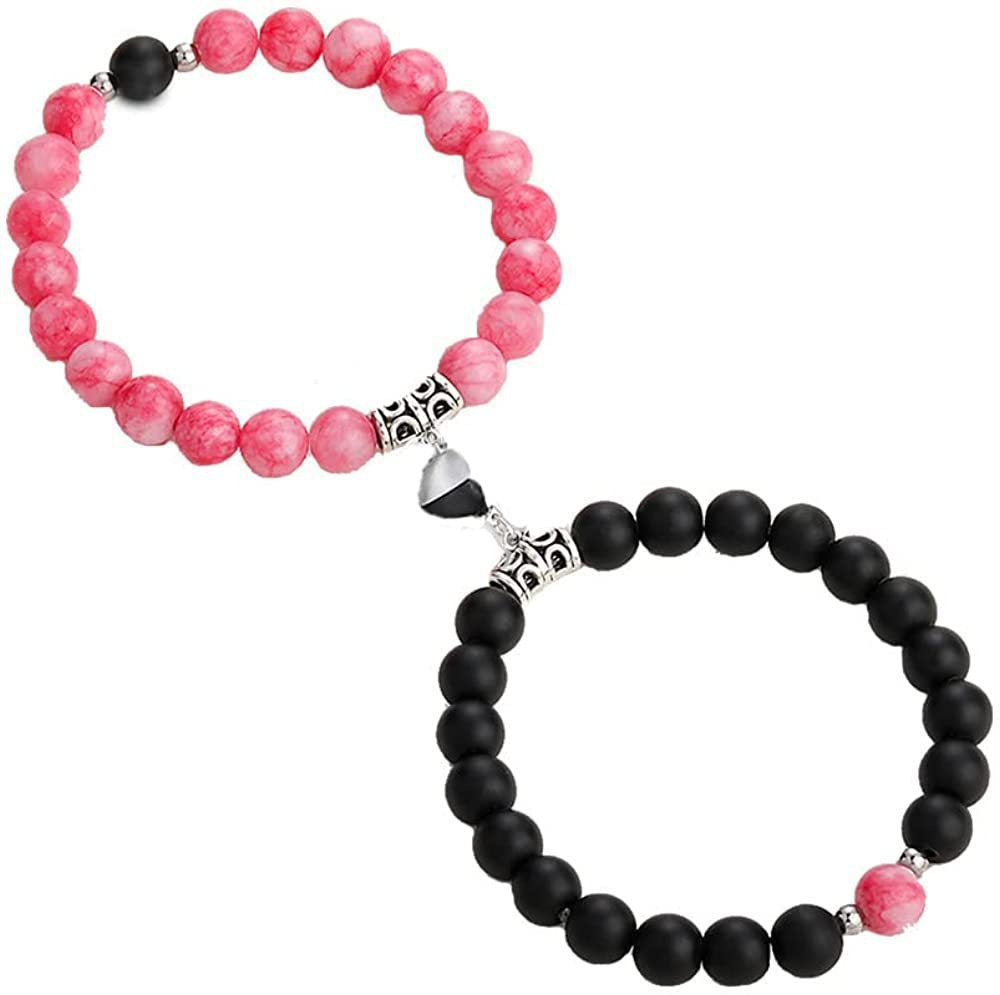 Frosted white turquoise couple bracelet