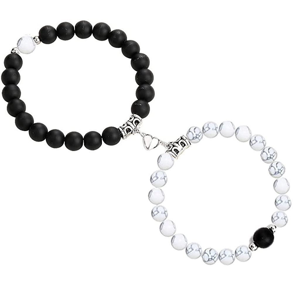 Frosted white turquoise couple bracelet
