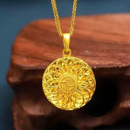 Fu Character Round Pendant Necklace