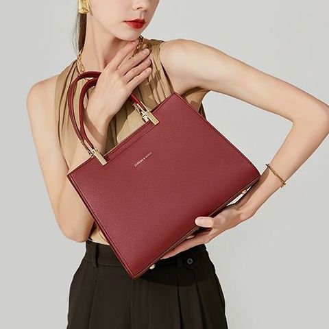 Fuguiming Magenta PU Leather Bow Tie Handbag