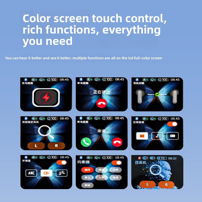 Full Color Screen Wireless Bluetooth Headphones with AI Translation