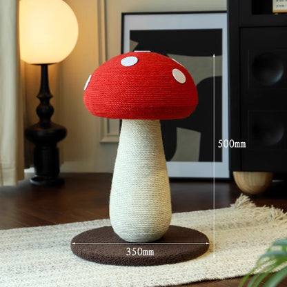 Full Sisal Red Mushroom Cat Scratching Board Cat Scratching Post Cat Toy Wear-Resistant and Chip-Resistant Vertical Integrated Cat Climbing and Claw Grinding