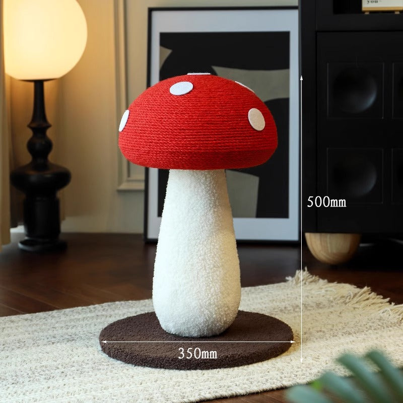 Full Sisal Red Mushroom Cat Scratching Board Cat Scratching Post Cat Toy Wear-Resistant and Chip-Resistant Vertical Integrated Cat Climbing and Claw Grinding