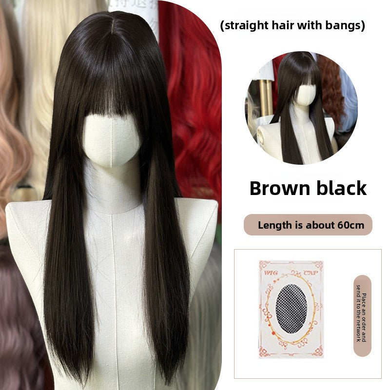 Full Wig Long Straight Curly Hair Big Waves