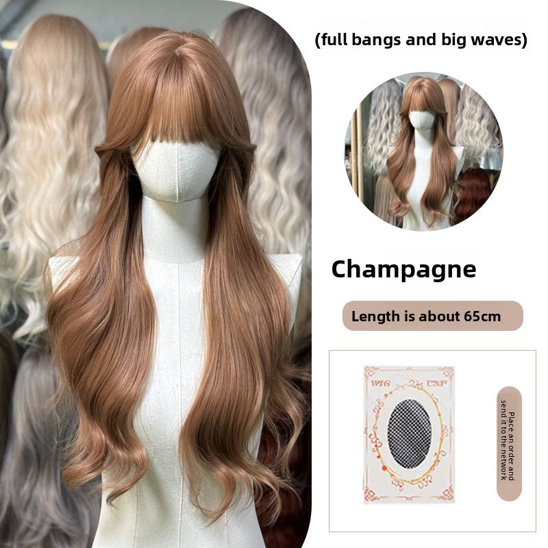 Full Wig Long Straight Curly Hair Big Waves