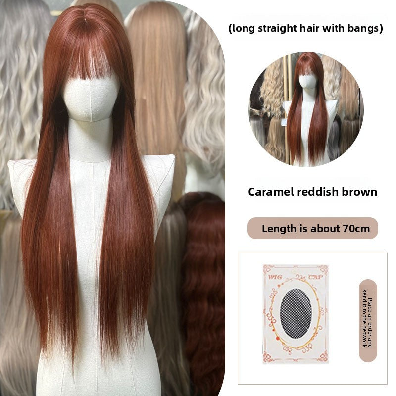 Full Wig Long Straight Curly Hair Big Waves